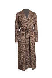 Gerard Darel - Cheetah Print Button Down Midi Coat Sz 8 - Current Boutique