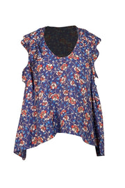 Isabel Marant - Blue & Red Floral Silk Shirt Sz 6