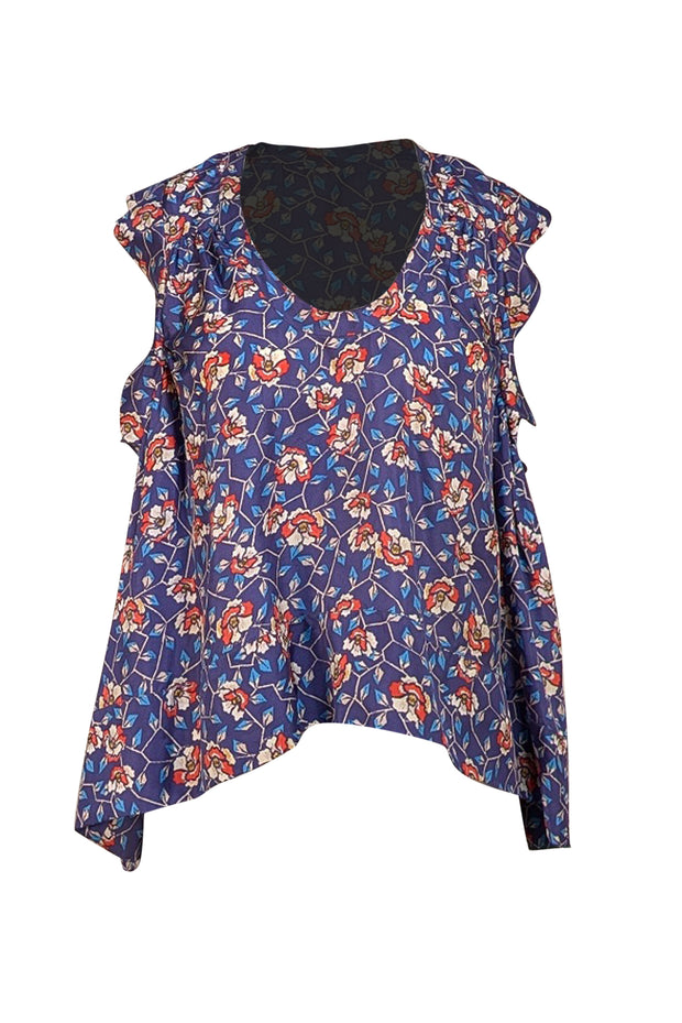 Isabel Marant - Blue & Red Floral Silk Shirt Sz 6