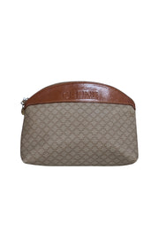 Celine - Beige Monogram Print Canvas & Leather Clutch - Current Boutique