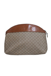 Celine - Beige Monogram Print Canvas & Leather Clutch - Current Boutique
