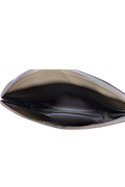 Celine - Beige Monogram Print Canvas & Leather Clutch - Current Boutique