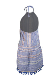Saylor - Blue & White Print Halter Dress Sz M - Current Boutique