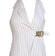 Nicholas - White Halter Neck w/ Black Pinstripes Open Back Tank Sz S