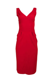 Diane von Furstenberg - Red Sleeveless V-neckline Dress Sz 2 - Current Boutique
