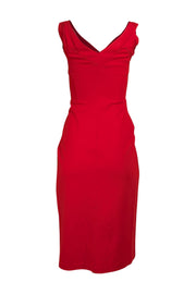 Diane von Furstenberg - Red Sleeveless V-neckline Dress Sz 2 - Current Boutique