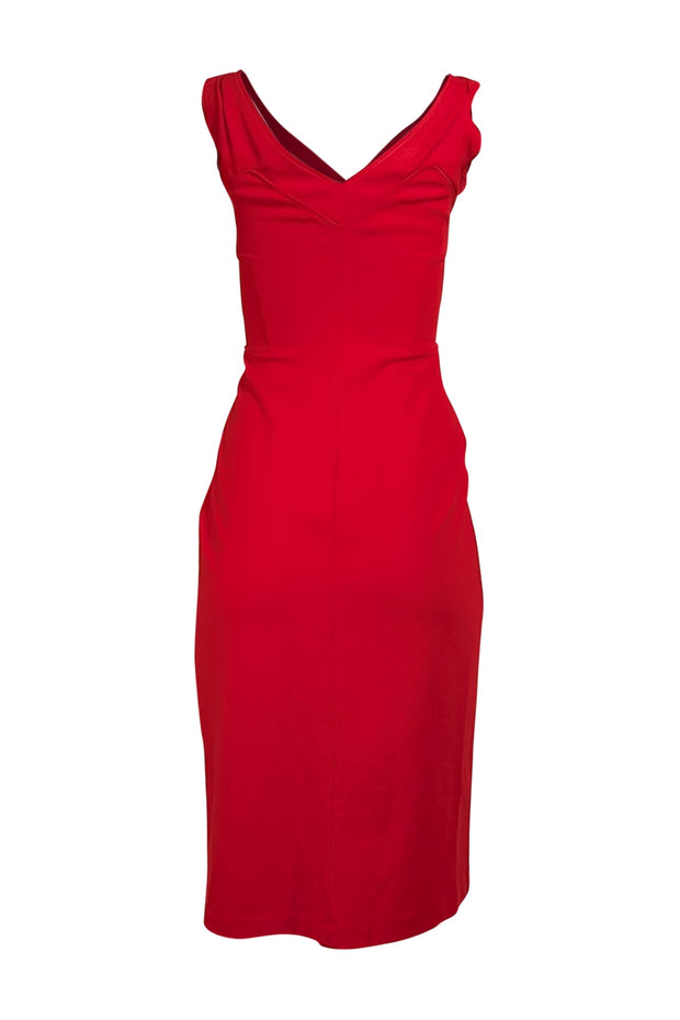 Diane von Furstenberg - Red Sleeveless V-neckline Dress Sz 2 - Current Boutique