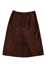 Valentino - Maroon-Brown Calf Leather Suede Skirt Sz 6