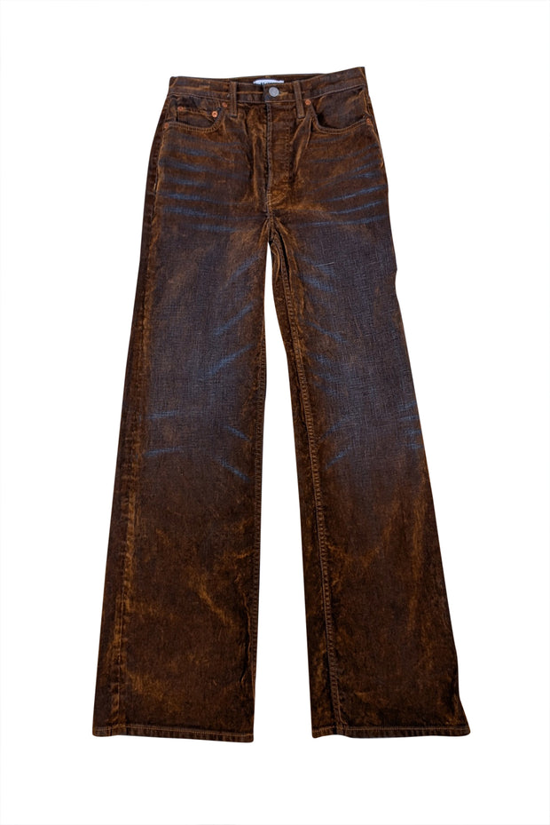 Re/Done - Copper Brown Corduroy "705 Ultra High Rise Wide Leg" Jeans Sz 2