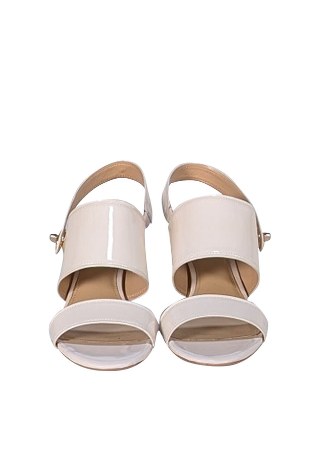 Coach - Cream Patent Leather Open Toe Sandals Sz 11