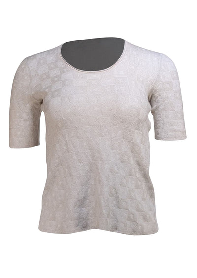 Giorgio Armani - Light Grey Patterned Cashmere Sweater Sz 8 - Current Boutique