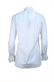 Ralph Lauren Purple Label - White Ruffle Detail Button Down Shirt Sz 4 - Current Boutique