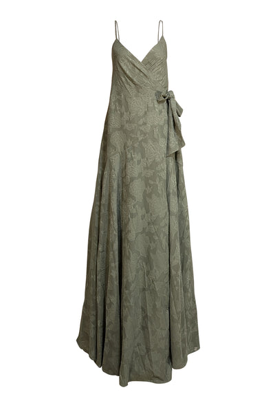 Hutch - Sage Green Floral Wrap Maxi Dress Sz L - Current Boutique
