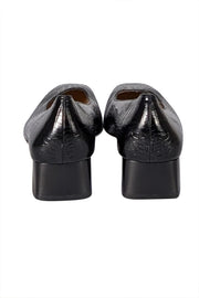 Ferragamo - Black Croc Embossed Leather Low Heels Sz 9.5