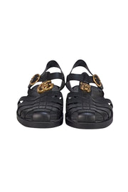 Gucci - Black Jelly Double G & Tiger Head Strappy Sandals Sz 7 - Current Boutique
