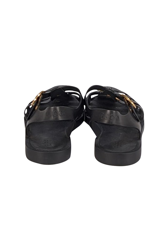 Gucci - Black Jelly Double G & Tiger Head Strappy Sandals Sz 7 - Current Boutique