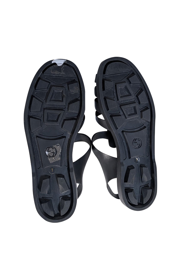Gucci - Black Jelly Double G & Tiger Head Strappy Sandals Sz 7 - Current Boutique