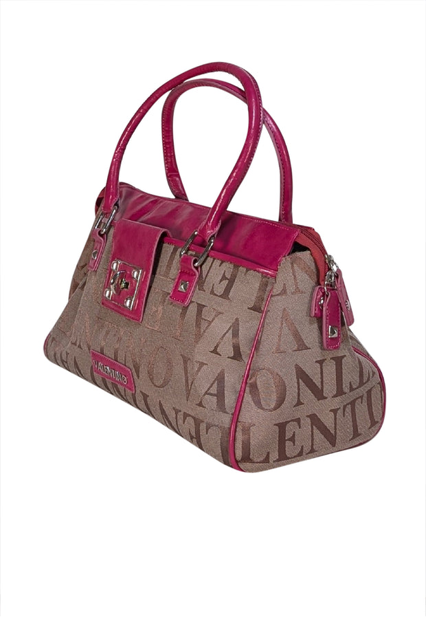 Valentino by Serendipity Valentino - Tan Logo w/ Pink Leather Trims
