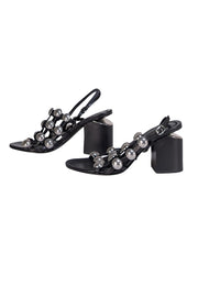 Alexander Wang - Black Leather Silver Studded Cage Strappy Sandals Sz 7.5