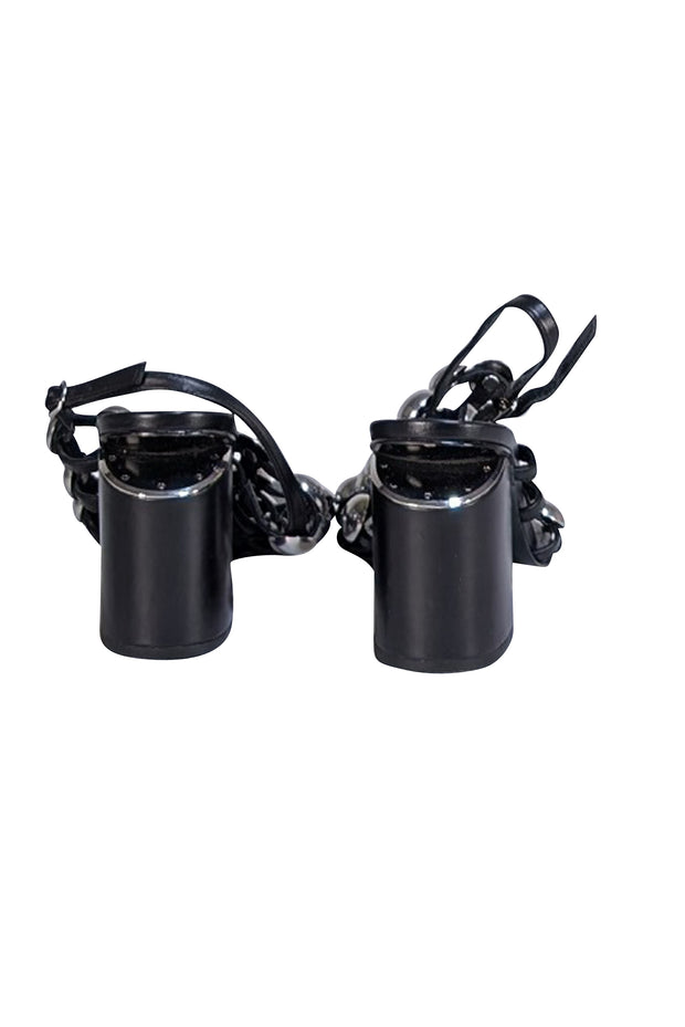 Alexander Wang - Black Leather Silver Studded Cage Strappy Sandals Sz 7.5