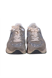 Golden Goose - Taupe & Cream Glitter Trim Running Sneakers Sz 8