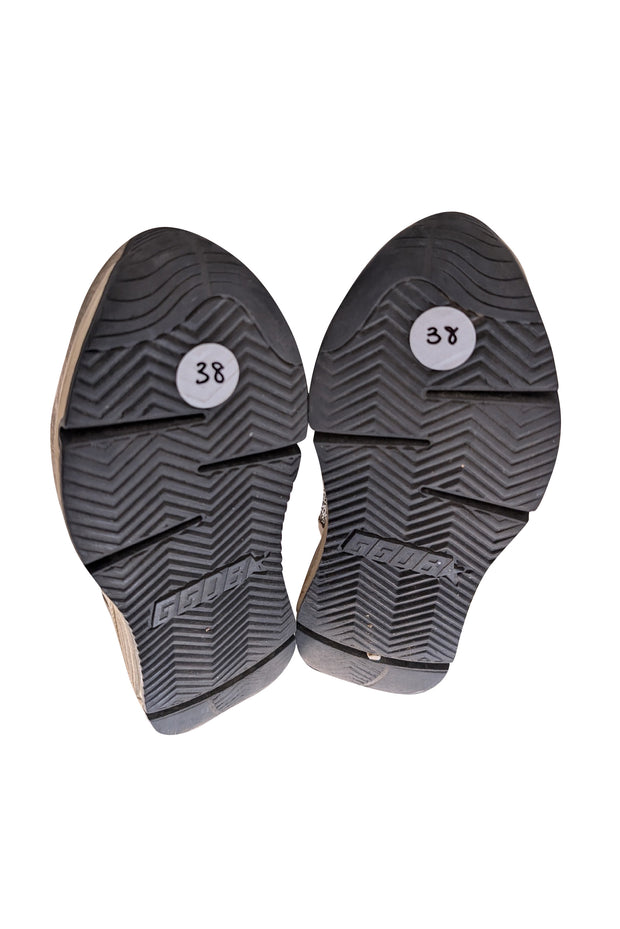 Golden Goose - Taupe & Cream Glitter Trim Running Sneakers Sz 8