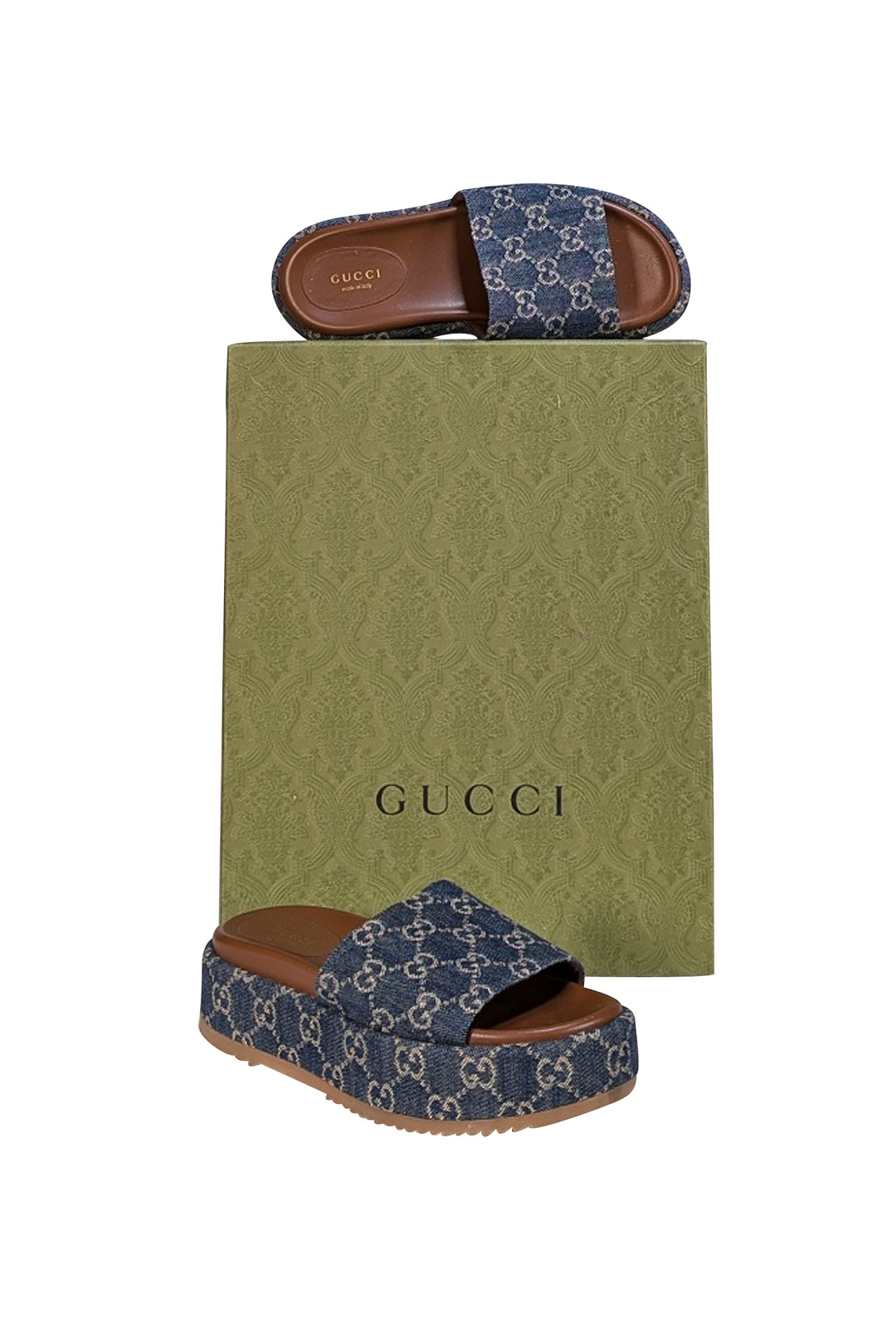 Gucci Denim Logo Slide Sandal Sz 7