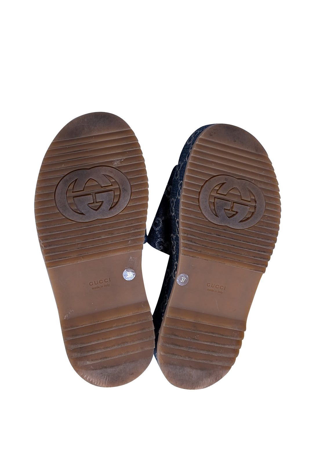 Gucci Denim Logo Slide Sandal Sz 7 – Current Boutique