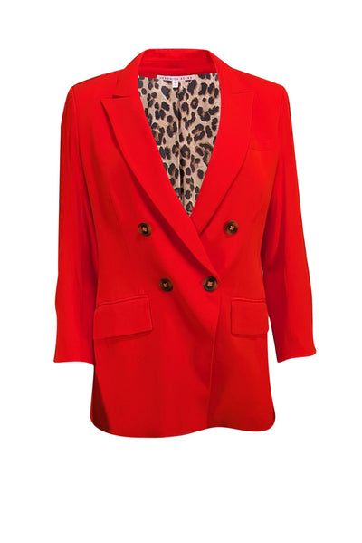 Veronica Beard - Red Double Breasted Button Front Blazer Sz 6 - Current Boutique