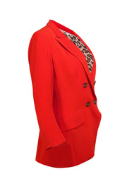 Veronica Beard - Red Double Breasted Button Front Blazer Sz 6 - Current Boutique