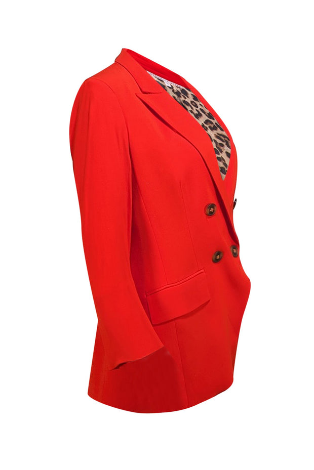 Veronica Beard - Red Double Breasted Button Front Blazer Sz 6 - Current Boutique