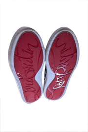 Christian Louboutin - Navy Croc Embossed Leather & Canvas Platform Sneakers Sz 6 - Current Boutique