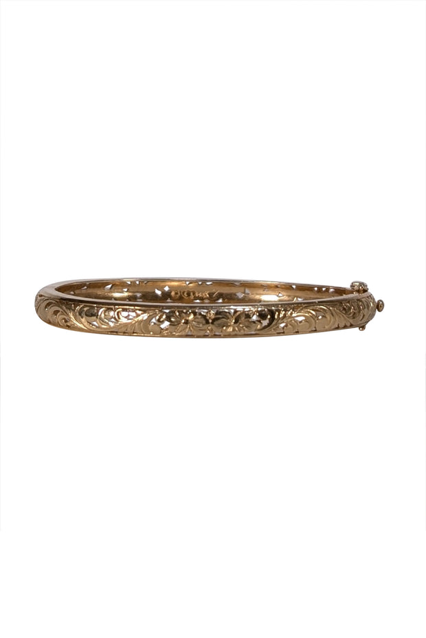 No Label - 14K Gold Etched Bangle Bracelet