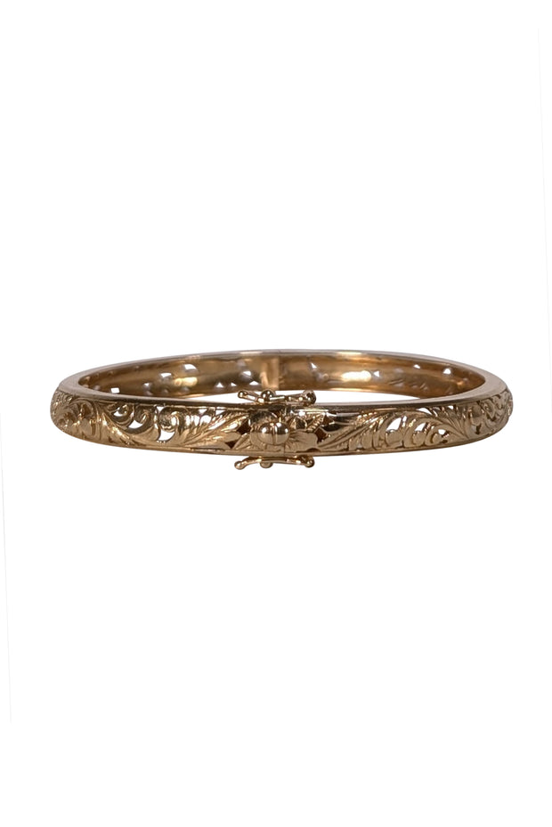 No Label - 14K Gold Etched Bangle Bracelet