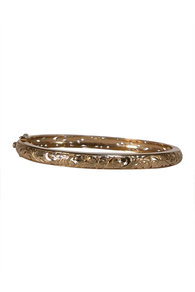 No Label - 14K Gold Etched Bangle Bracelet