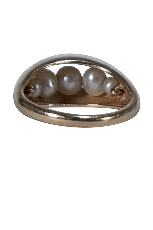 No Label - 14K Gold Pearl Center Ring Sz 6