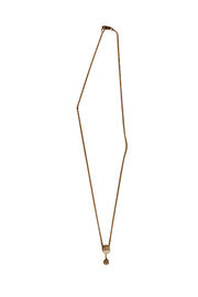 No Label - 14K Gold Chain Pearl & Stone Pendant Necklace - Current Boutique