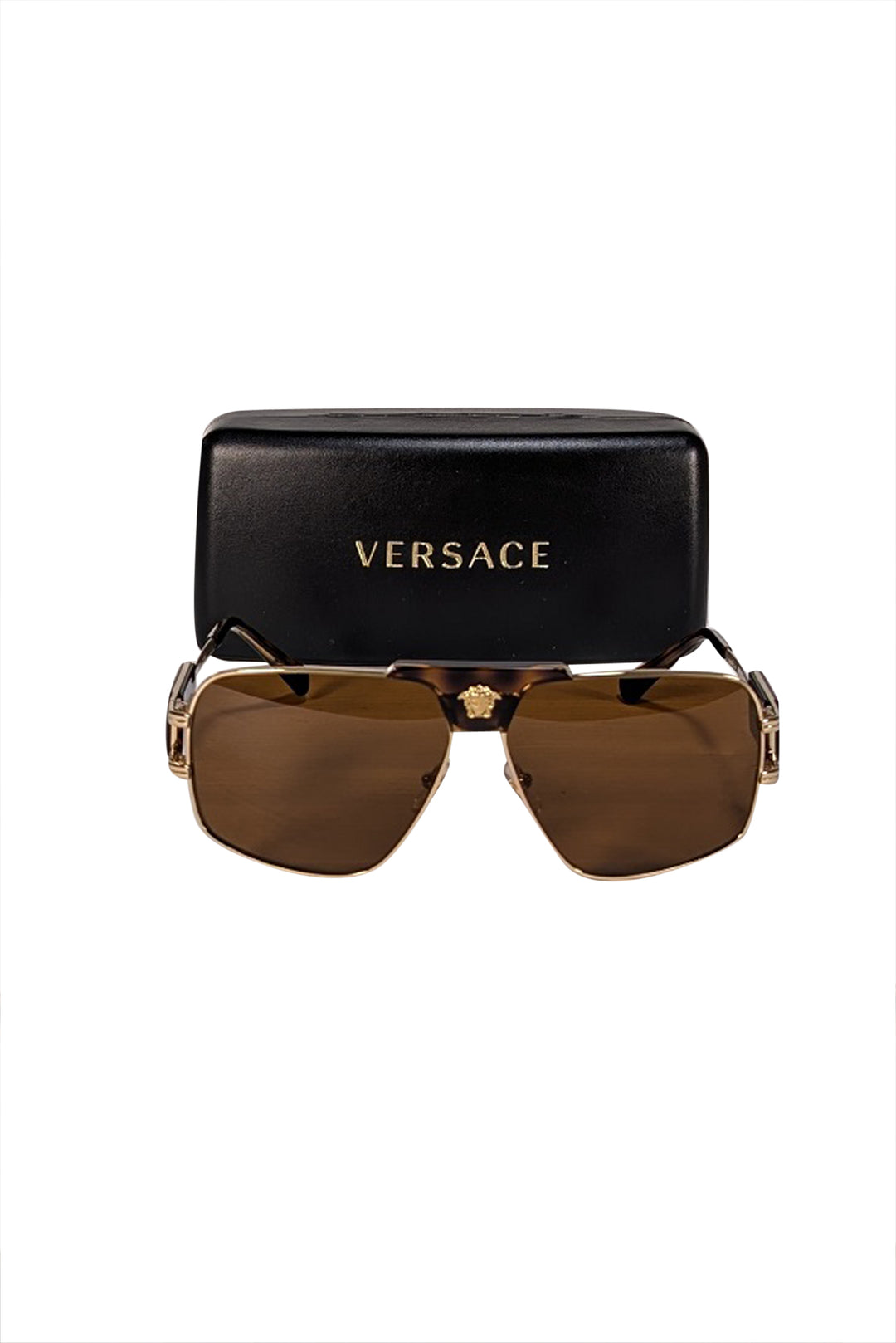 Versace - Brown Tortoise & Hold Large Sunglasses