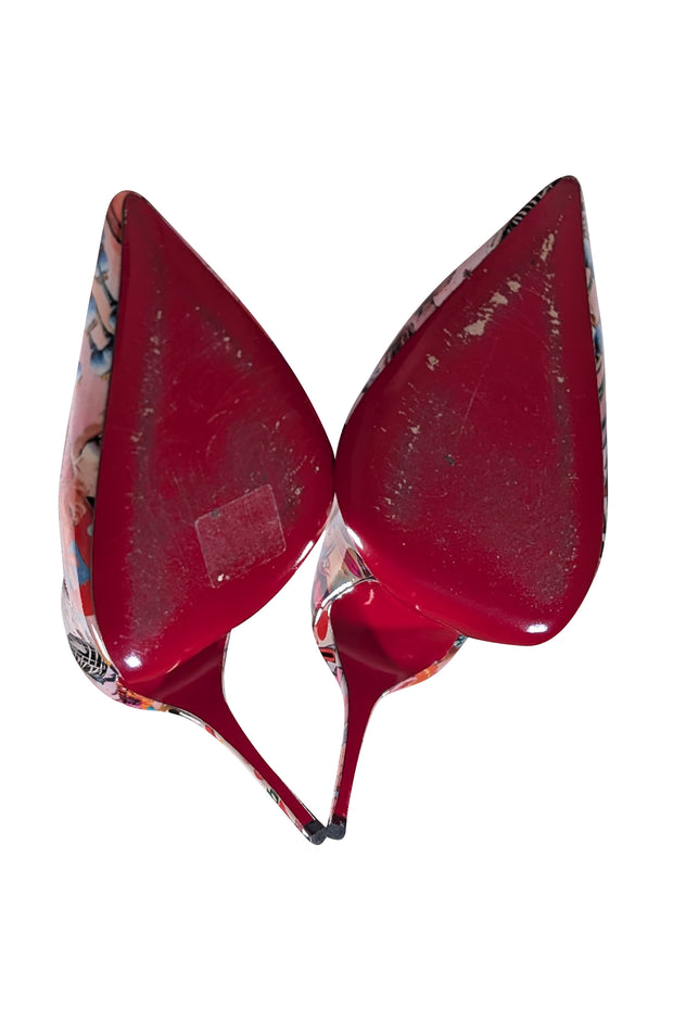 Christian Louboutin - Pink & Multicolor Collage Print Pumps Sz 10 - Current Boutique