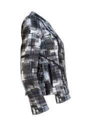 Lafayette 148 - Black & White Check Knit Jacket Sz 2 - Current Boutique