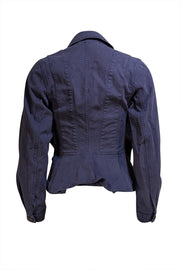 Burberry - Navy Cotton Ruffled Short Jacket Sz 2 - Current Boutique