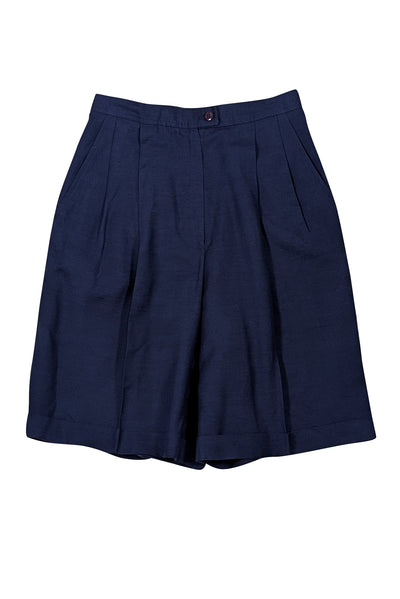 Christian Dior - Navy Pleated Shorts Sz 6 - Current Boutique