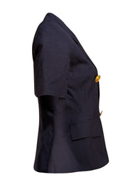 Christian Dior - Navy Double Breasted Cropped Blazer Sz 6 - Current Boutique