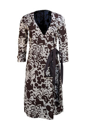 Tory Burch - Brown & White Print Wrap Dress Sz 0