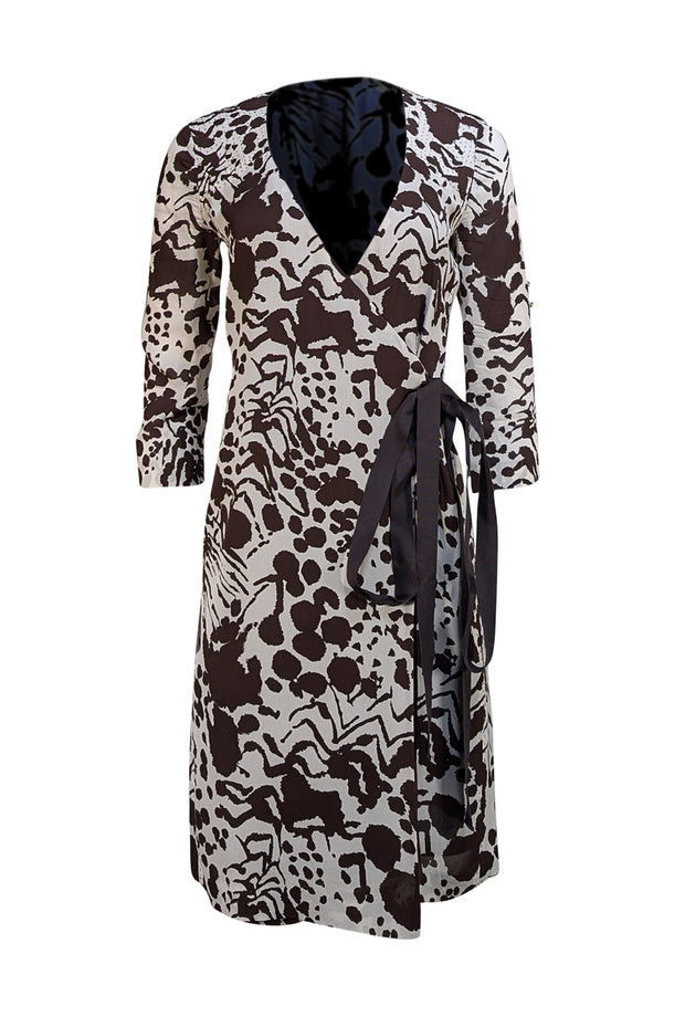 Tory Burch - Brown & White Print Wrap Dress Sz 0