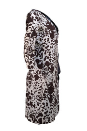 Tory Burch - Brown & White Print Wrap Dress Sz 0