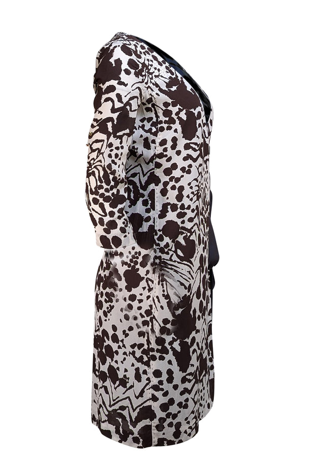Tory Burch - Brown & White Print Wrap Dress Sz 0