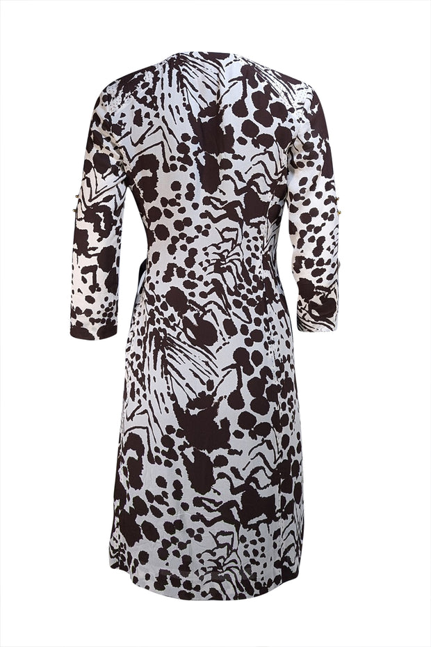 Tory Burch - Brown & White Print Wrap Dress Sz 0