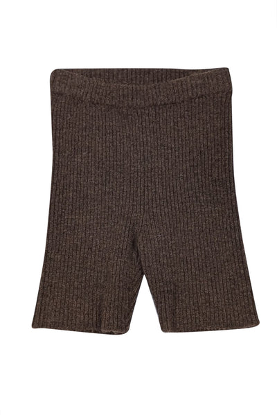 Nanushka - Brown Ribbed Knit Biker Shorts Sz XS - Current Boutique