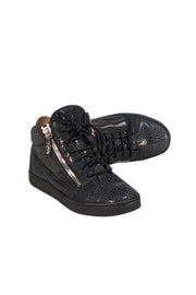 Giuseppe Zanotti - Grey Spotted Print High Top Lace Up Sneakers Sz 8 - Current Boutique